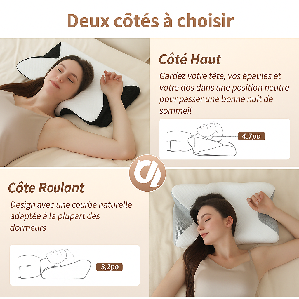 oreiller memoire de forme deux cote a choisir