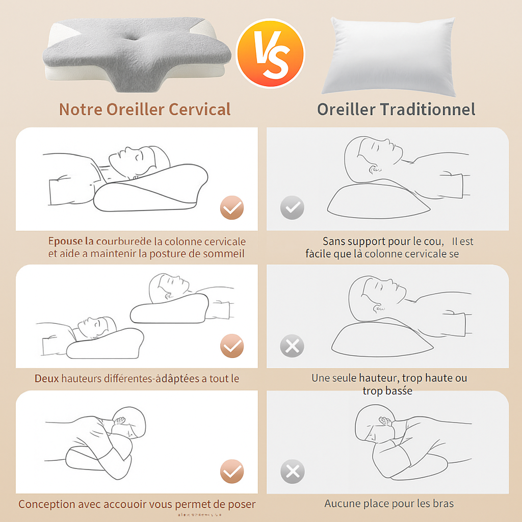 oreiller memoire de forme difference avec traditionnel